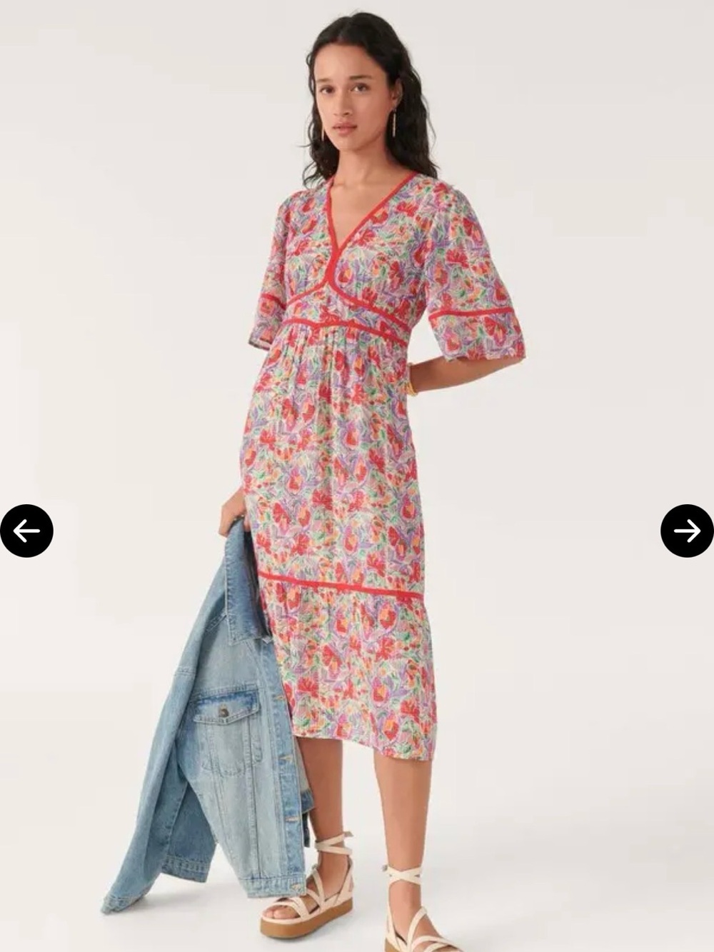 ba&sh Lady Dress- Floral V-Neck Midi Dress